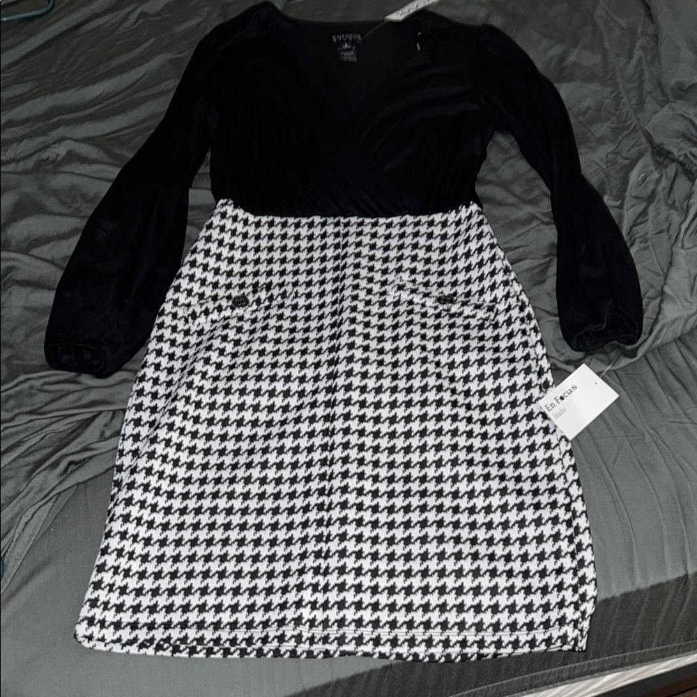 Black and White Houndstooth Dress